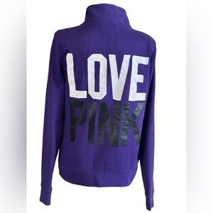PINK Victoria’s Secret Purple Quarter Zip Pullover Sweatshirt Y2K Love Pink XS